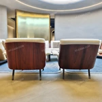 Modern Curved Luxury Sectional Sofa Collection with Integrated Display Side Table, Premium Leather & Fabric Upholstery